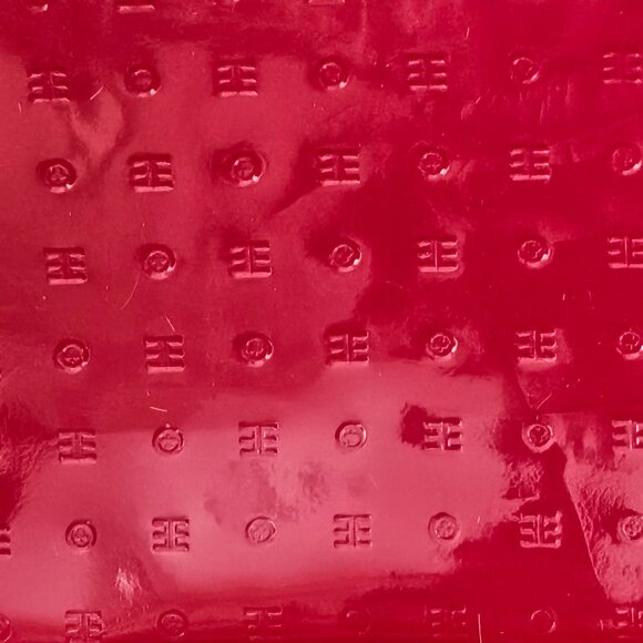 Arcadia Red Logo Embossed Leather Tan Trim Double Handle Tote Bag - Picture 2 of 7